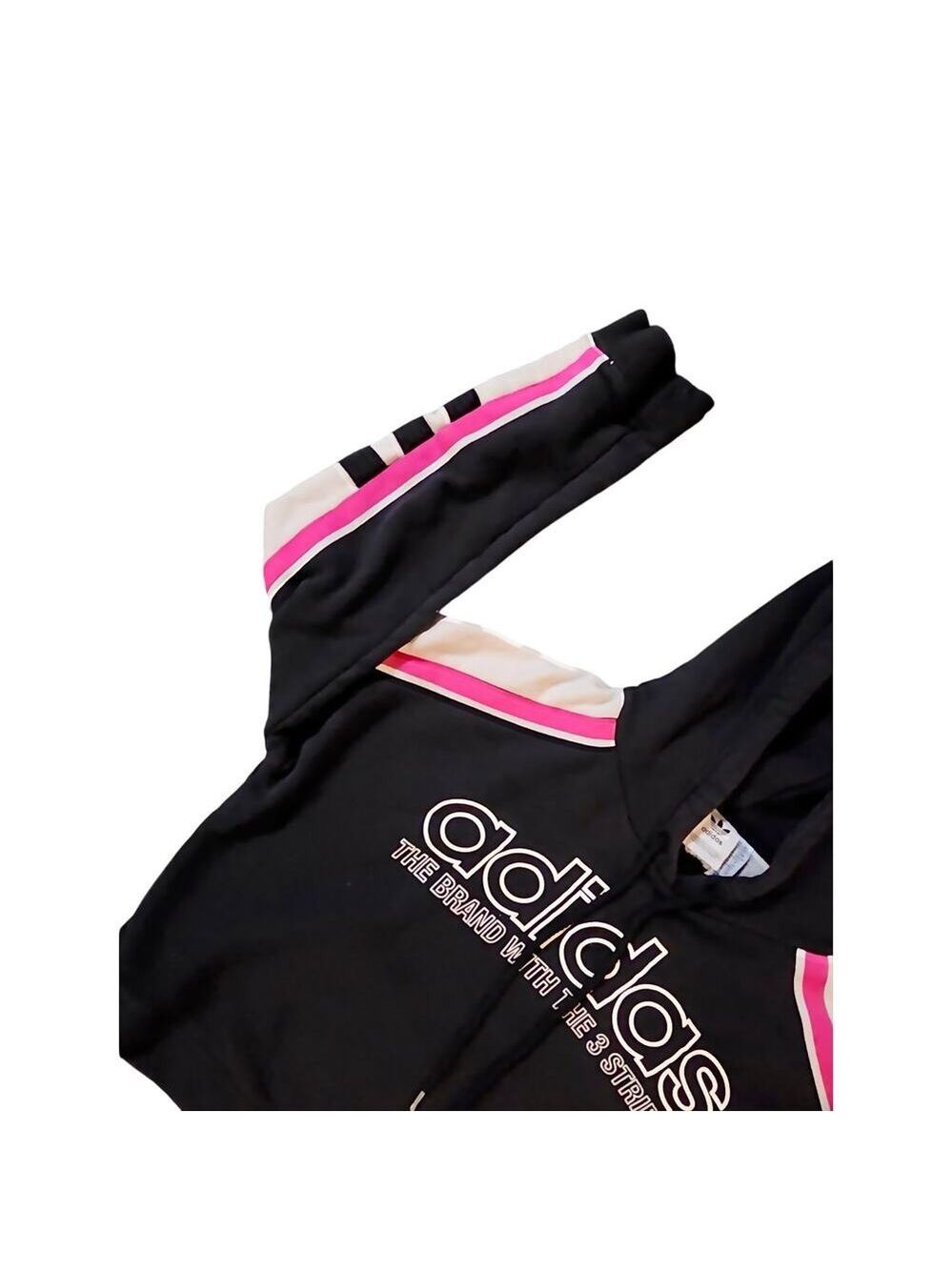 Rare Adidas Y2K Color-Block Cropped Hoodie 💗🖤 Retro Moto size xsmall - Picture 7 of 8
